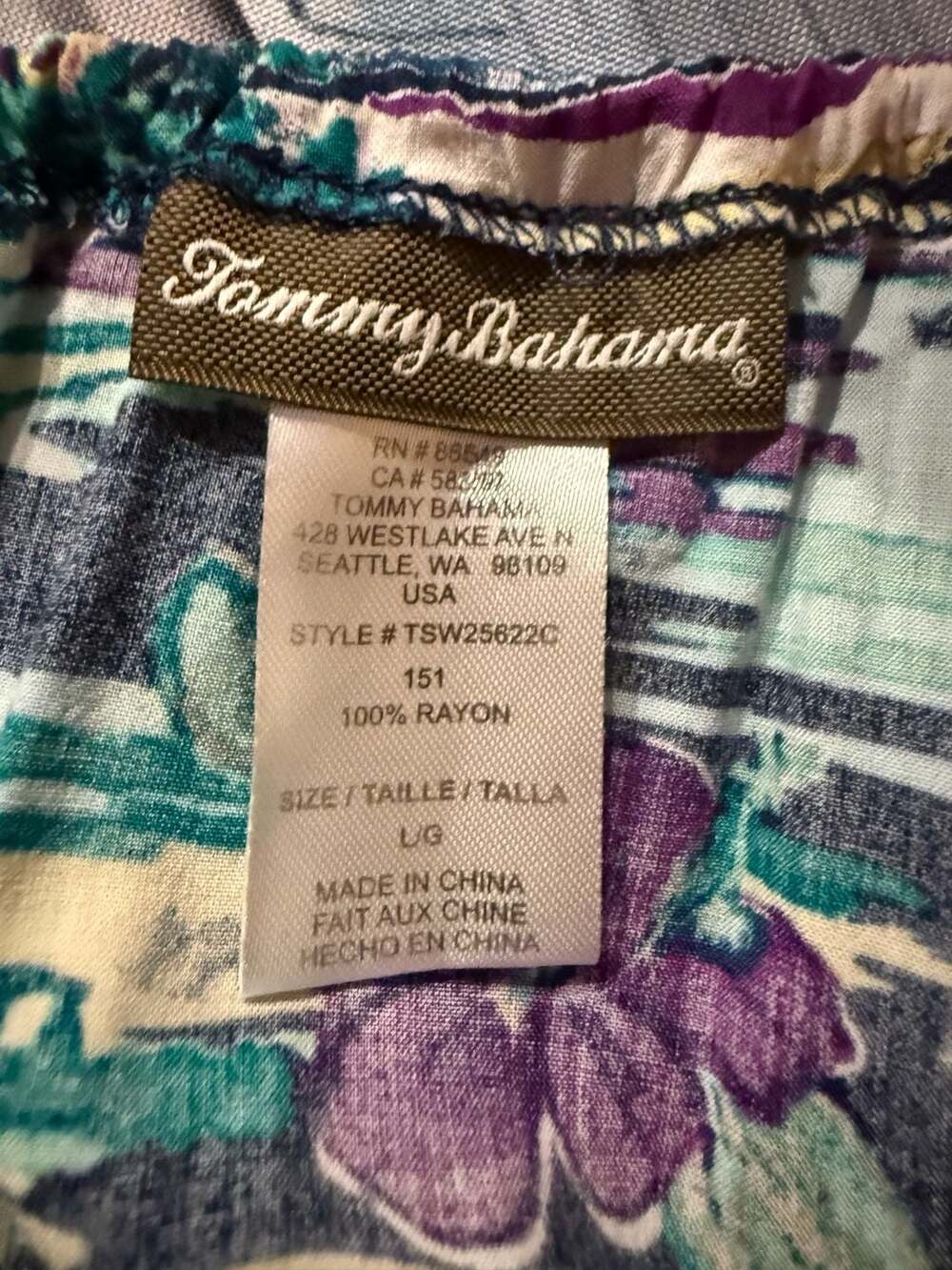 Tommy Bahama Floral Tropical Print Rayon Maxi Dress Size L